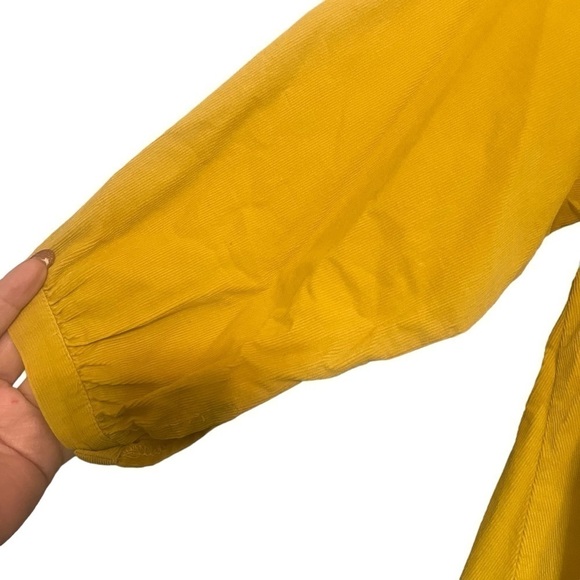 Zara Corduroy blouse small mustard yellow crochet button down - Picture 3 of 11